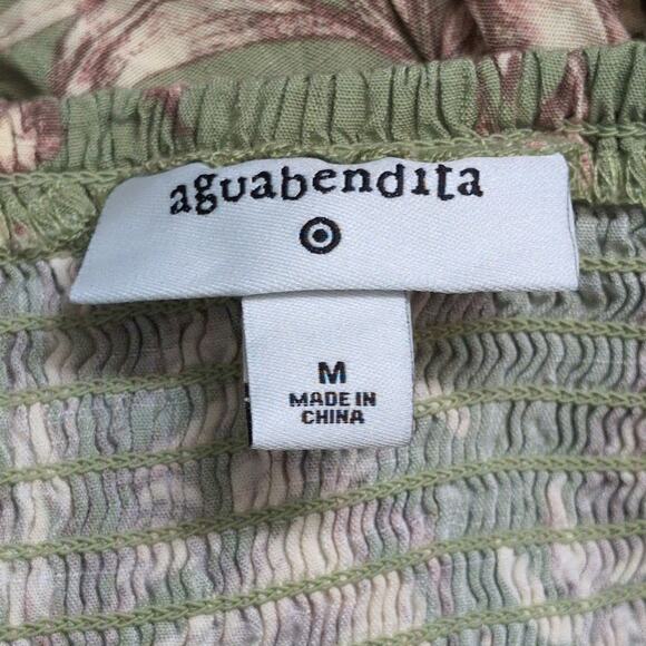 Agua Bendita x Target Multicolor Green Floral Short Sleeves Bohemian Dress M - Picture 6 of 9